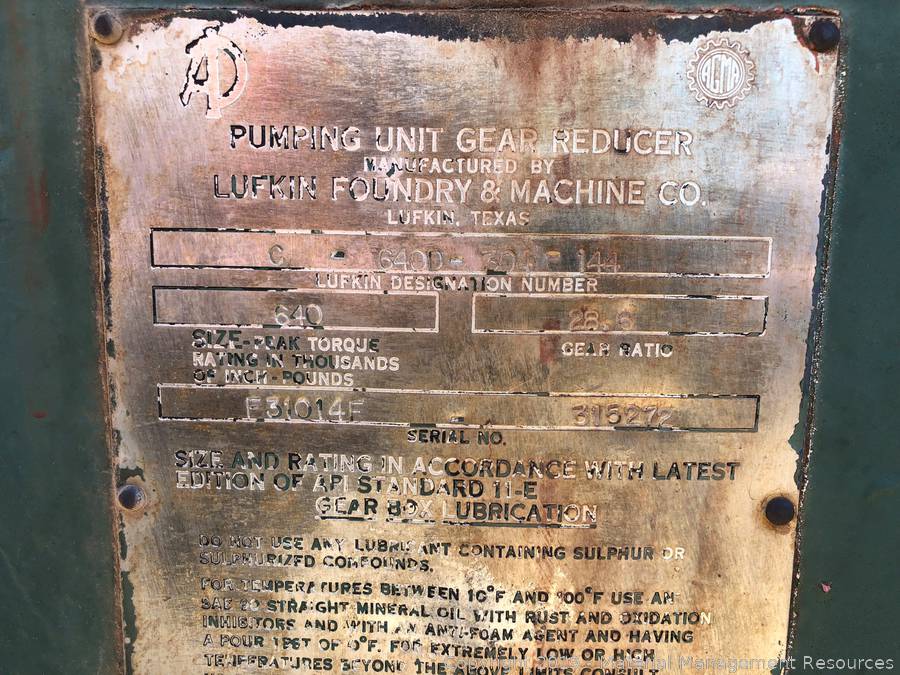 Material Management Resources Listing Pumping Units (IRH19015) ITEM 1 Ea. Conventional